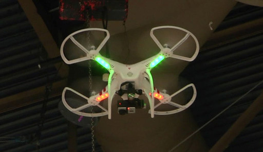 DJI Phantom in flight during real estate aerial video shoot